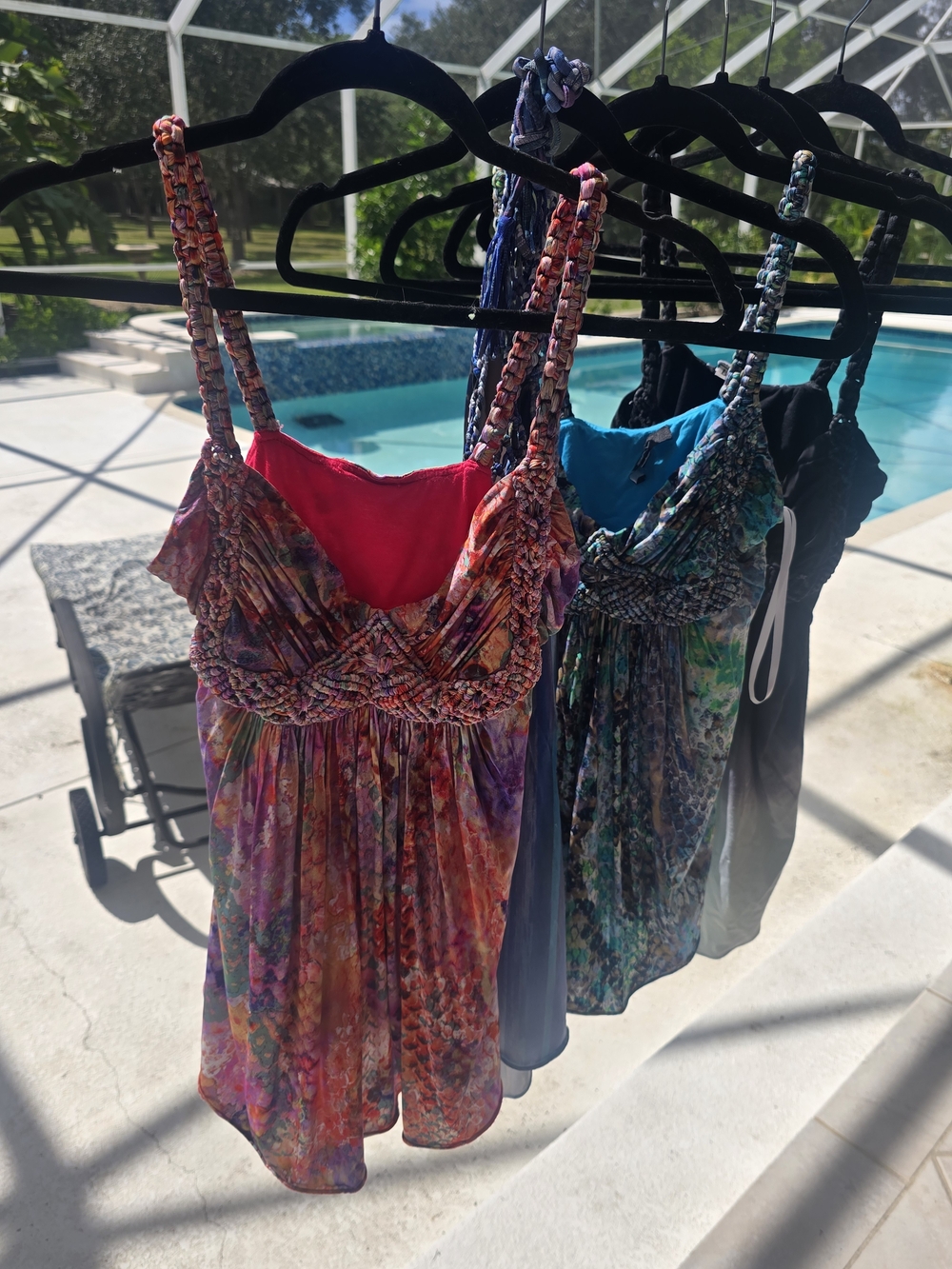 SKY Los Angeles Lot of 4 Braided Embellished Tank Tops Size L Y2K Boho